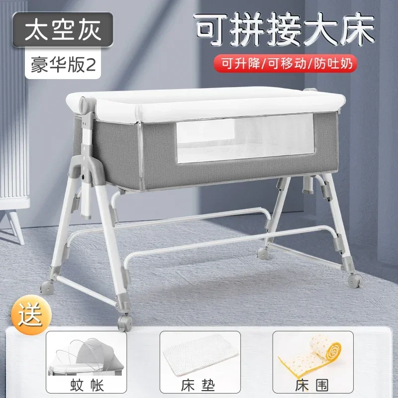 

Multi Functional Foldable Baby Crib Mobile and Portable Newborn Crib European Style Baby Crib Splicing Large Bed