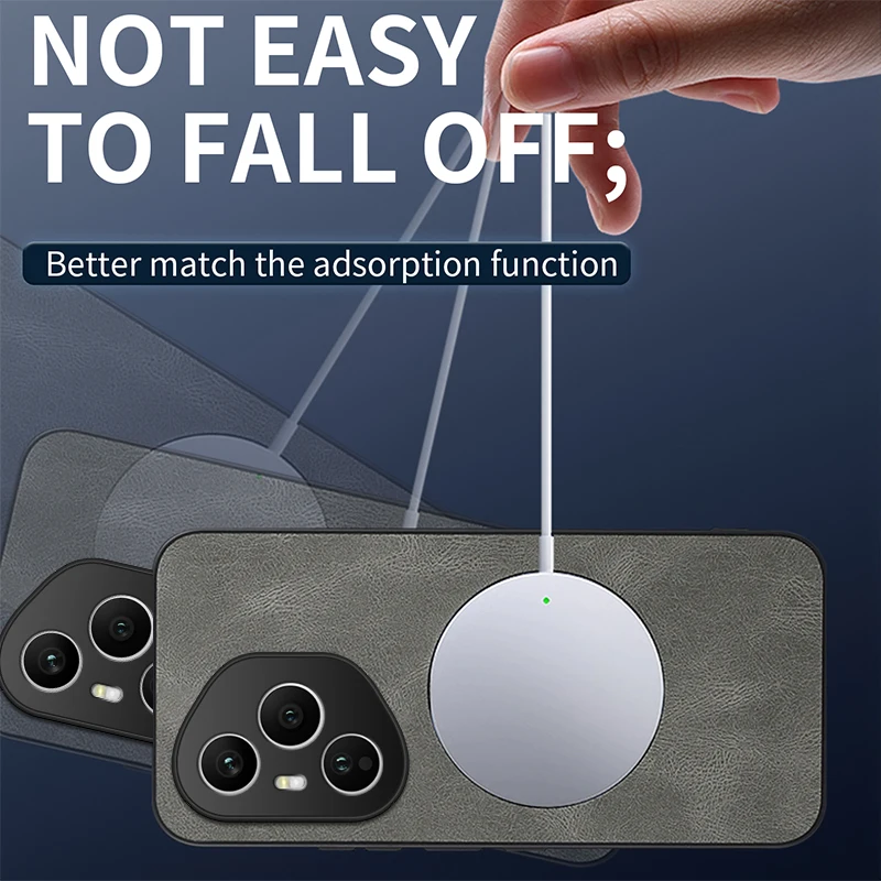 Luxury Leather Texture Wireless Charging Magnetic Phone Case - Shockproof Cover