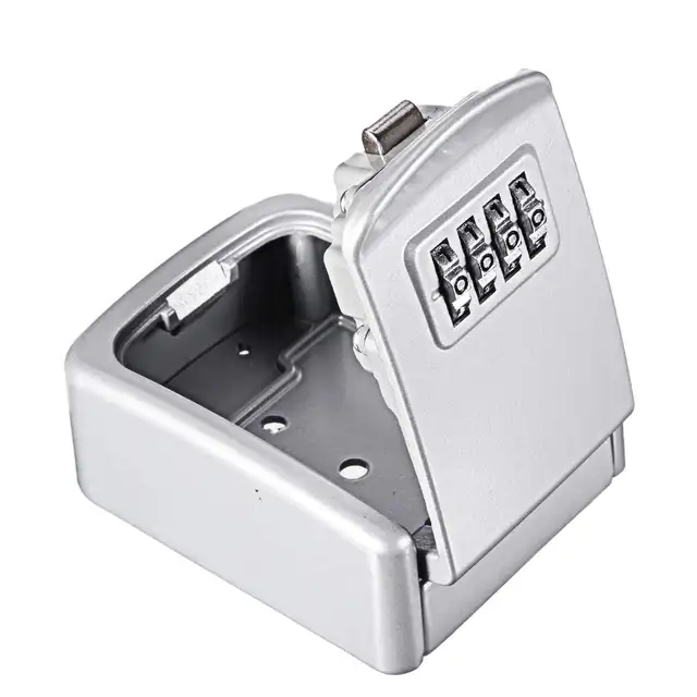Key Lock Box Wall Mounted Zinc Alloy Key Safe Box Weatherproof 4 Digit Combination Key Storage Security Lock Box Indoor Outdoor 4