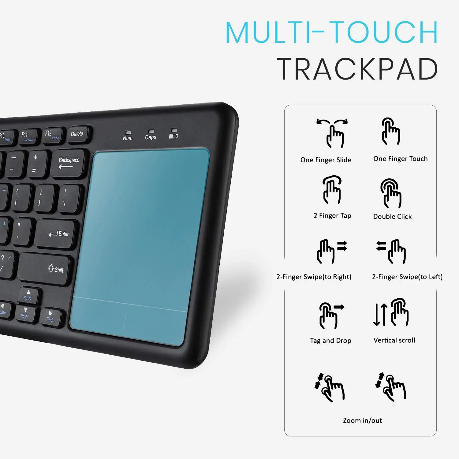 Rii K22 Mini Wireless Keyboard with Multi-Touch Touchpad,Compatible with PC, Mac, Laptop, Windows, Tablet images - 6