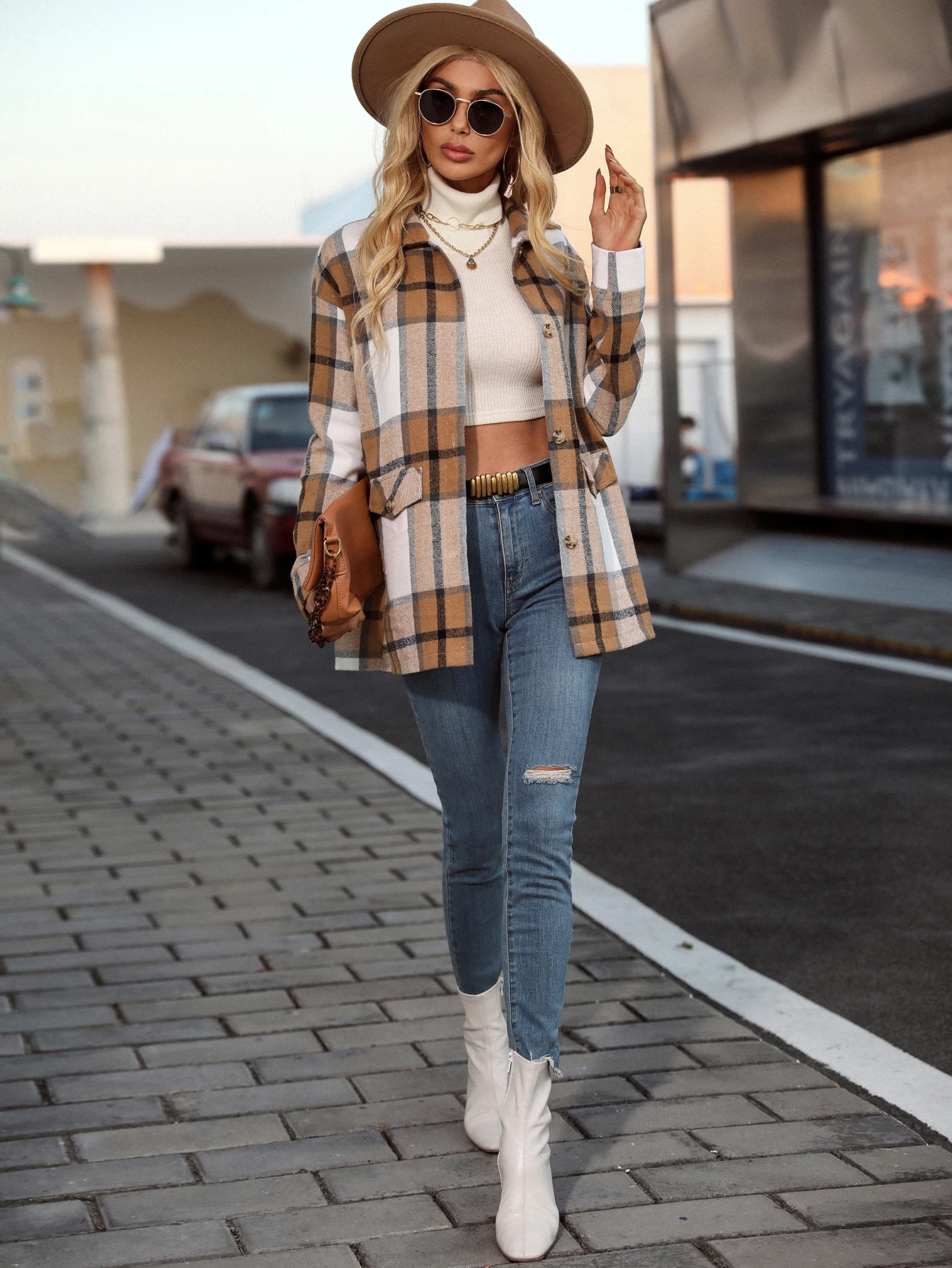 Autumn Winter New Fashion Thick Ladies Shirt Jacket Loose Vintage Stylish Buttons Warm Plaid Drop Shoulder Overcoat warmest winter coats for women