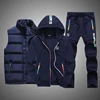 Sweat Suit New Winter Men's Clothing Men Sets 3 Pieces Vest Hoodie Set Fleece Zipper Casual Sport Sweatpant Men Tracksuit Outfit 1
