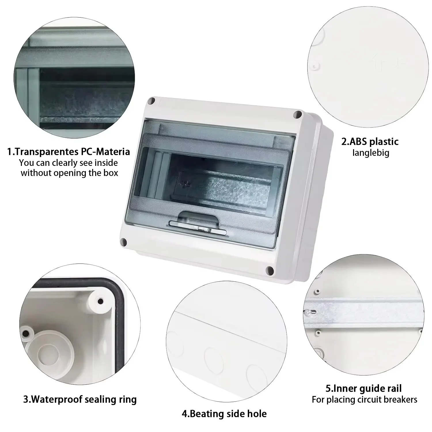 HT Series Junction Box 5/8/12 WAY PC Plastic IP65 Waterproof Fuse Boxes Terminal DIN Rail Outdoor Garden Distribution Box