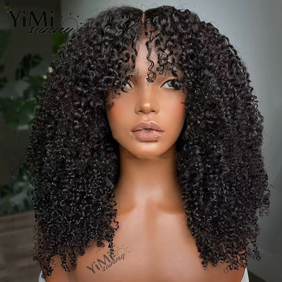Afro Curl Lace Frontal Human Hair Wigs For Women Virgin Mongolian 4A 4B Kinky Curl Lace Closure Pre-Plucked Wholesale Yimisunny 1
