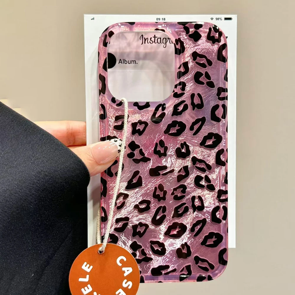 Korean Pink Leopard Fashion Phone Case Cover