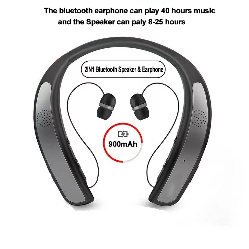 Impermeável Neckband Headconjunto com Microfone Bluetooth 5.0 Fone de Ouvido sem Fio Alto-falante Fone de Ouvido Sport Earbuds