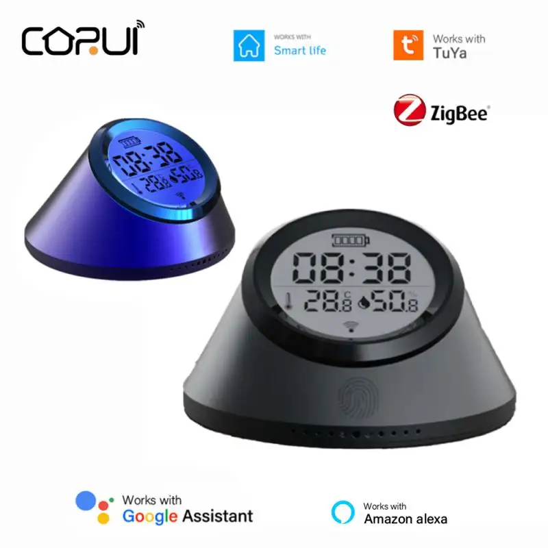 

CORUI Zigbee Tuya Smart Temperature & Humidity Sensor Clock Indoor Thermometer With LCD Display For Smart Life Alexa Google Home