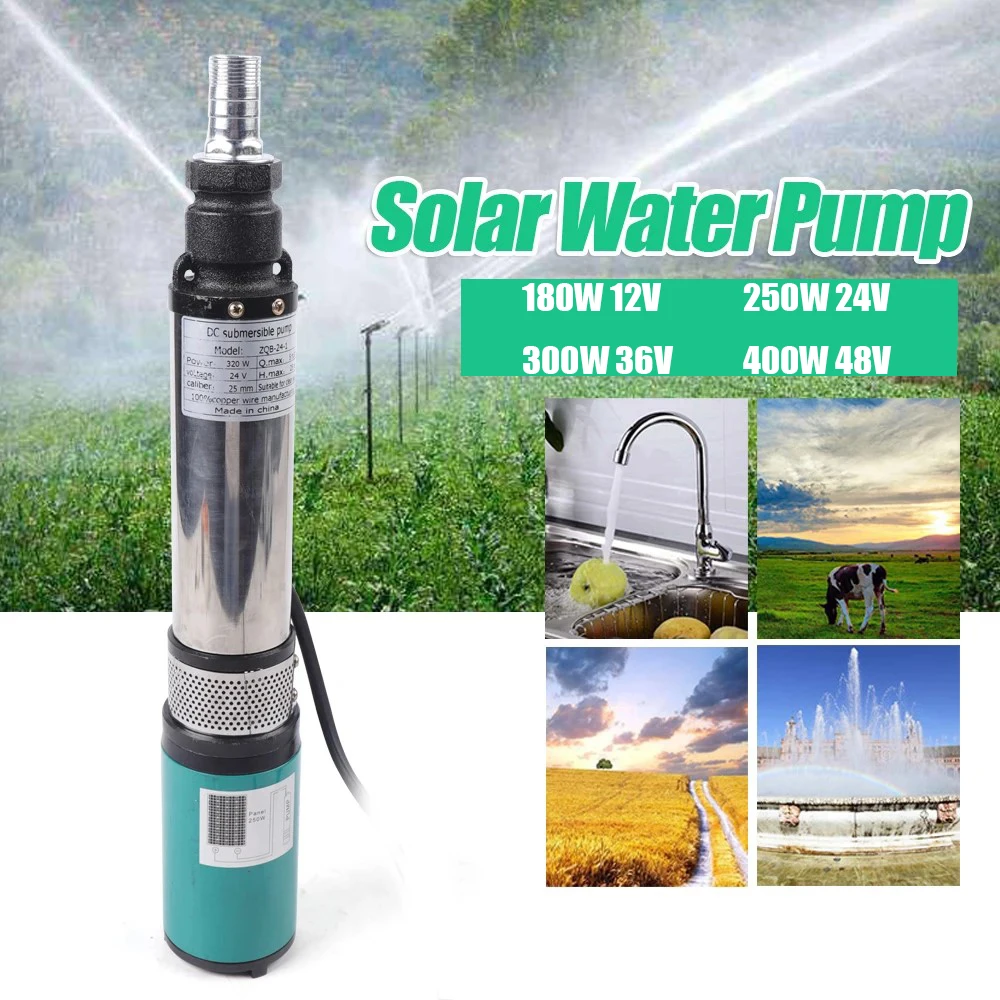 Bomba de Água Solar Durável Elevação Alta Bomba Boa Profunda Parafuso da C.c. Submersível Irrigação Agrícola Jardim Home 400w 12v 24v 40m