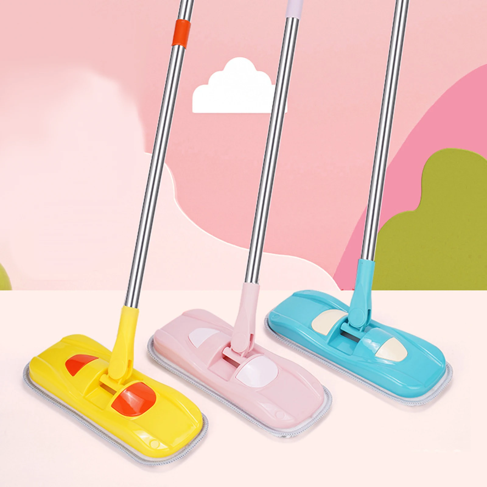 Mini Kids Mop Holiday Gifts Toddlers Cleaning Toys Small Mop Pretend Play for Kindergarten Preschool Age 3-6 Years Old