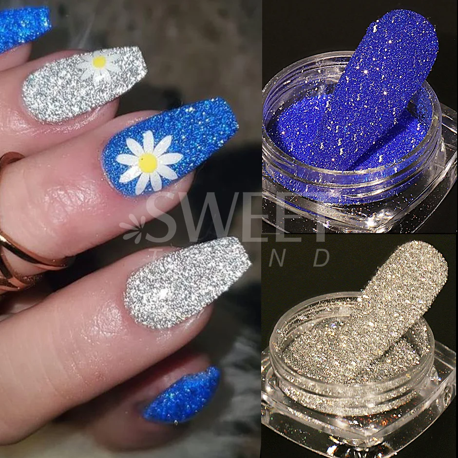 Nail Powder Shiny Reflective Glitter Flash Silver Diamond Crystal Rhinestone Sequins Dip Chrome Dust Nail Art Accessories