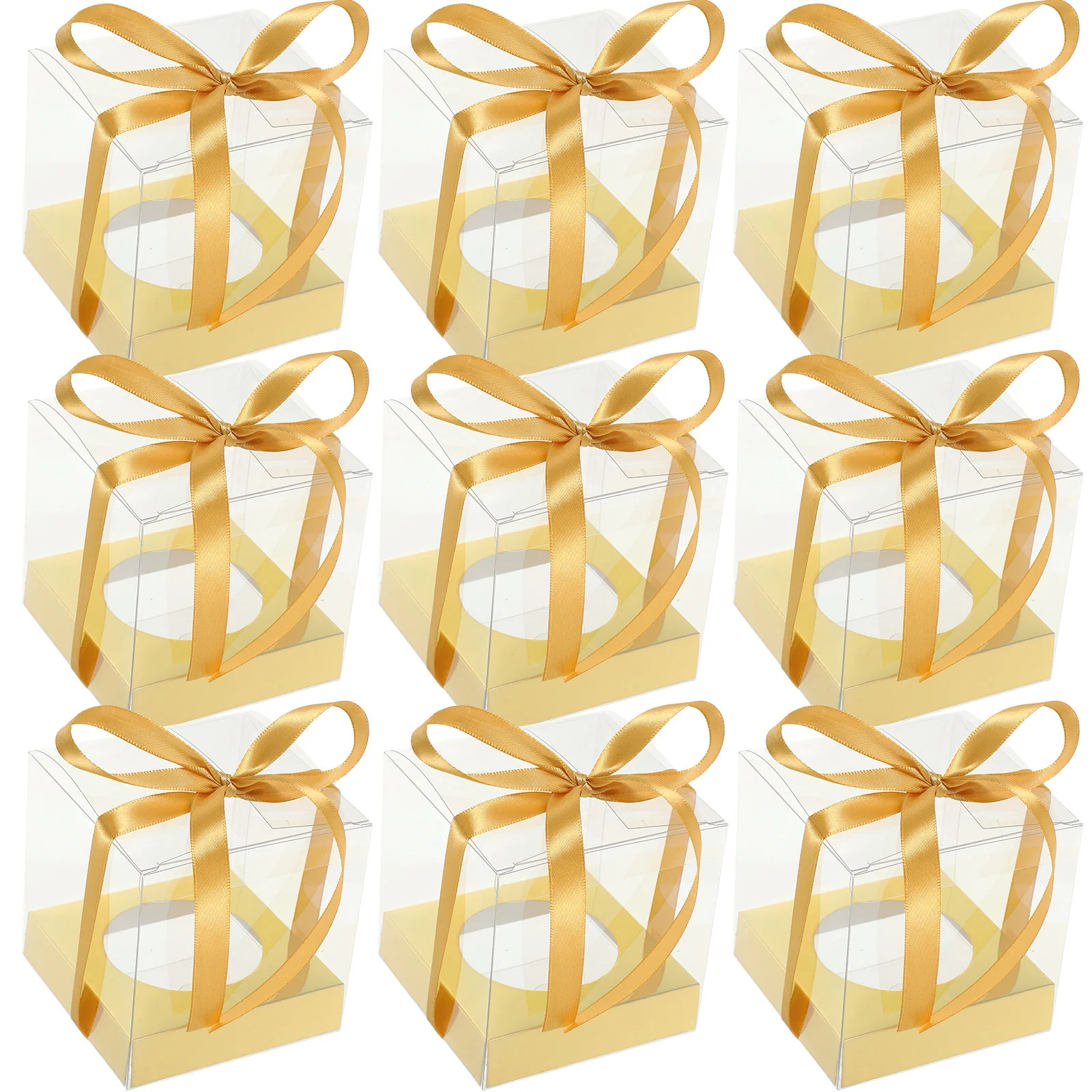 

Clear Mousse Cake Boxes Mousse Packing Case With Ribbon Decoration PET Mousse Cake Box Paper Cup Dessert Box Ribbon