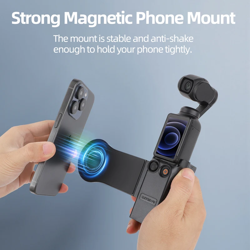 Magnetic Phone Bracket Expansion Adapter for OSMO Pocket 3 Teleprompter Holder Wrist Strap with Cold Shoe for OSMO Pocket3