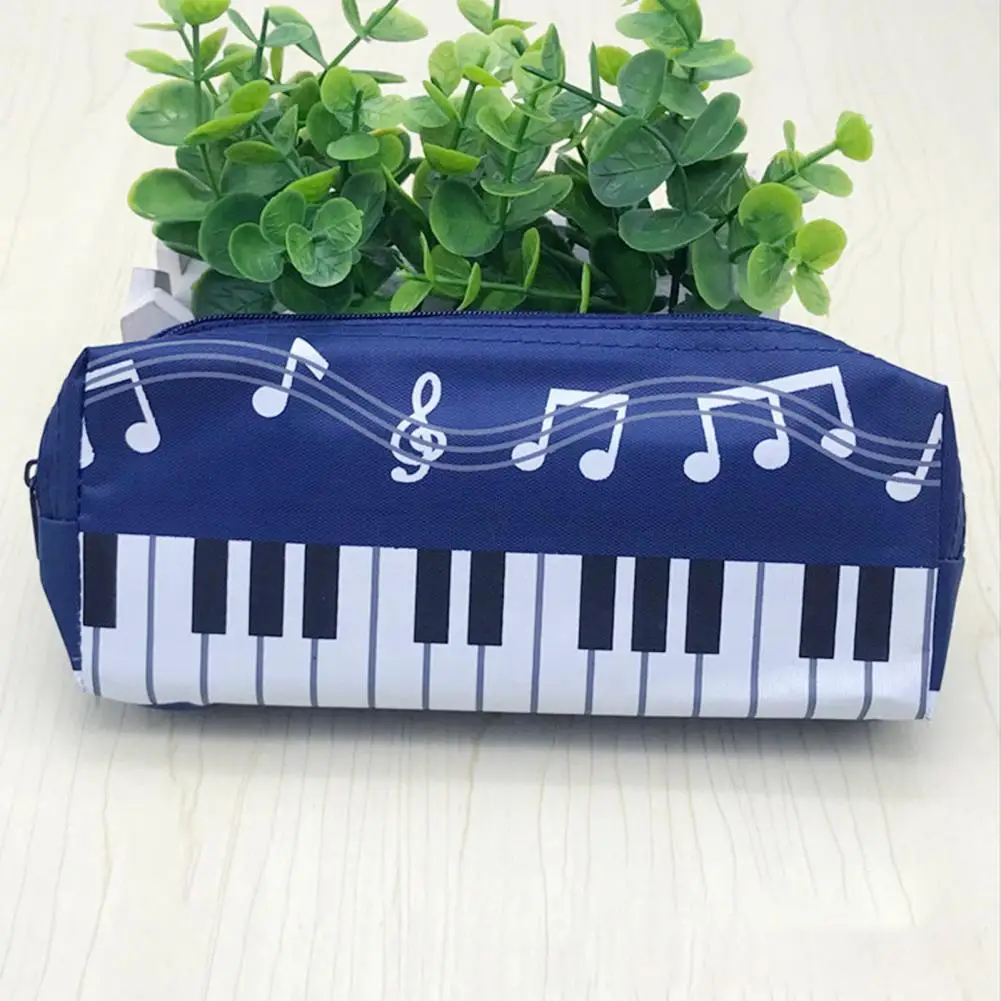 Pencil Bag Large Capacity Wear Resistant Canvas Musical Note Print Pencil Organizer Pouch for Home