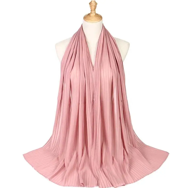 Wholesale Popular Stock Item Wrinkle Muslim Scarf Chiffon Shawl Dubai Turkish Hijab Abaya Crumple Hijaber Headscarf