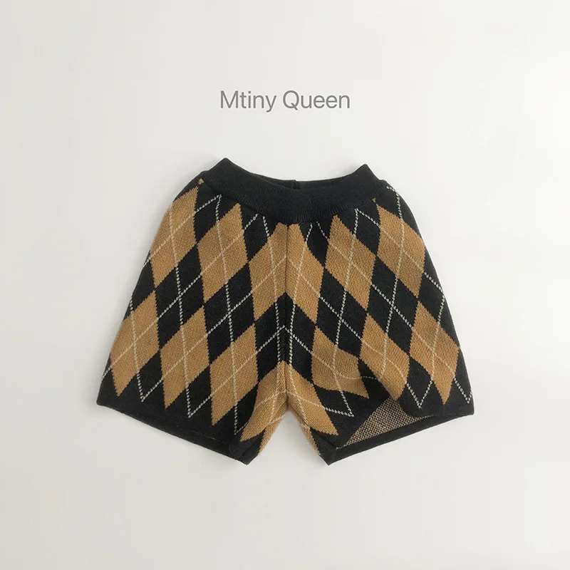 2025 Spring New Baby Sleeveless Clothes Set Infant Diamond Plaid Vest + Knitted Shorts 2pcs Suit Toddler Boy Girl Casual Outfits 6