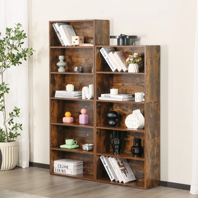9938-b8d2ec.jpg JHK 6 Tier Wooden Shelf Bookcase 63 Inch Tall Floor Standing Open Bookshelf for Living Room and Home Office Personalized Storage