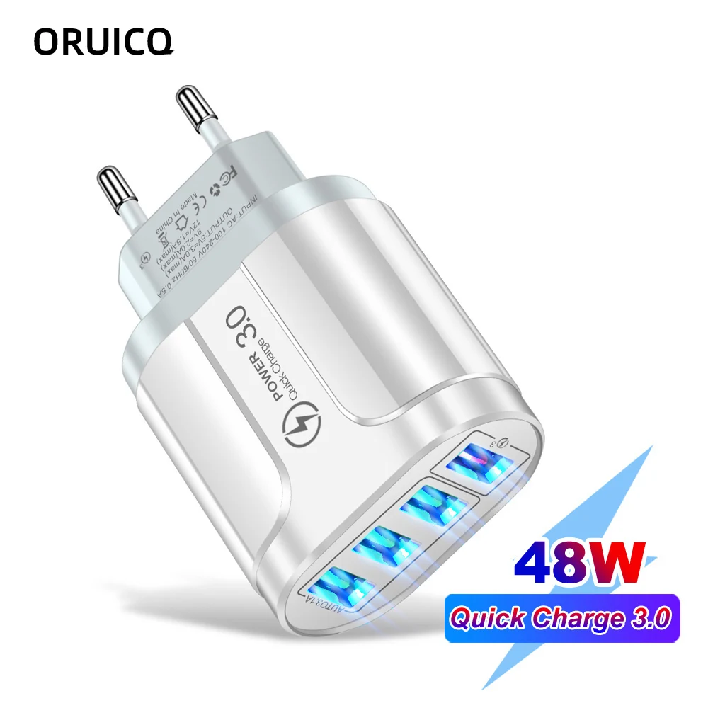 Caricabatterie Usb 45W Ricarica Rapida Qc 3.0 Ricarica A Muro Per Iphone 12 11 Samsung Xiaomi Mobile 4 3 Porte Eu Us Plug Adapter Travel