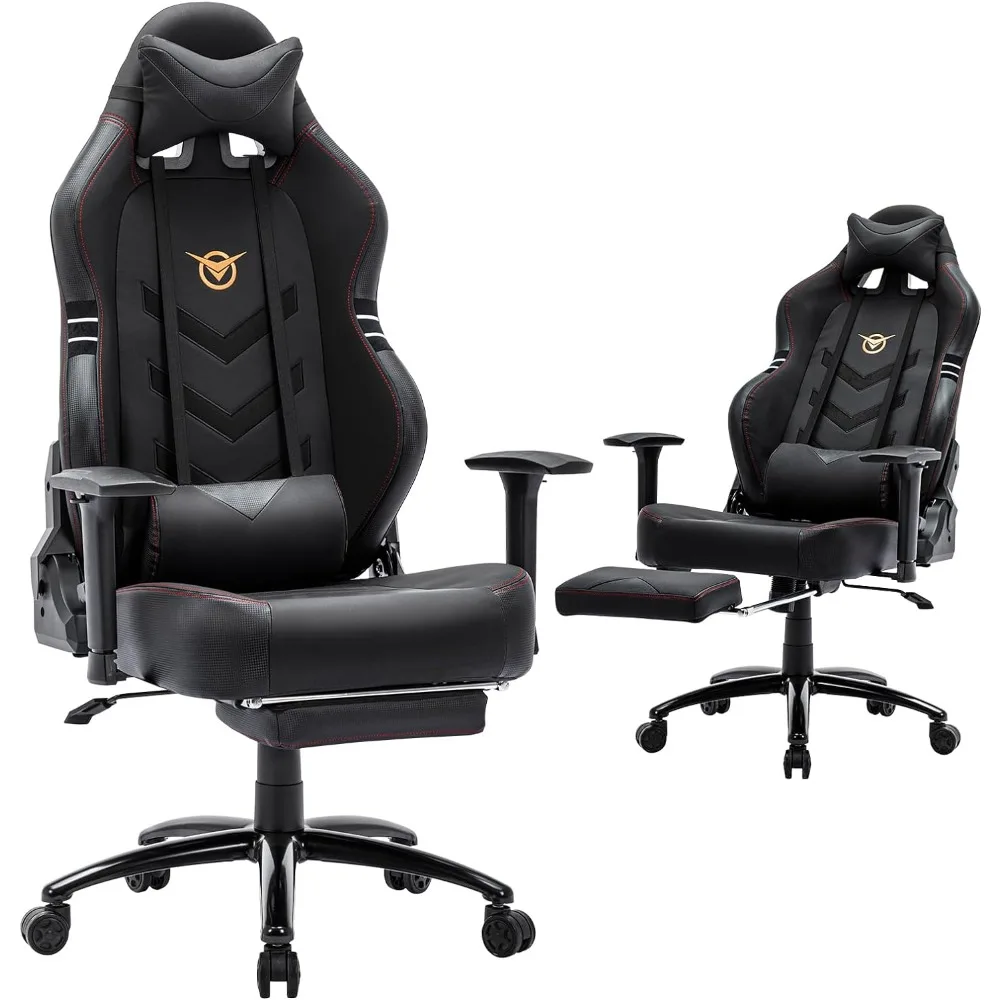 

Big and Tall Gaming Chair with Footrest 350lbs-Racing Computer Gamer Chair, Ergonomic High Back PC Chair with Wide Seat, Reclini