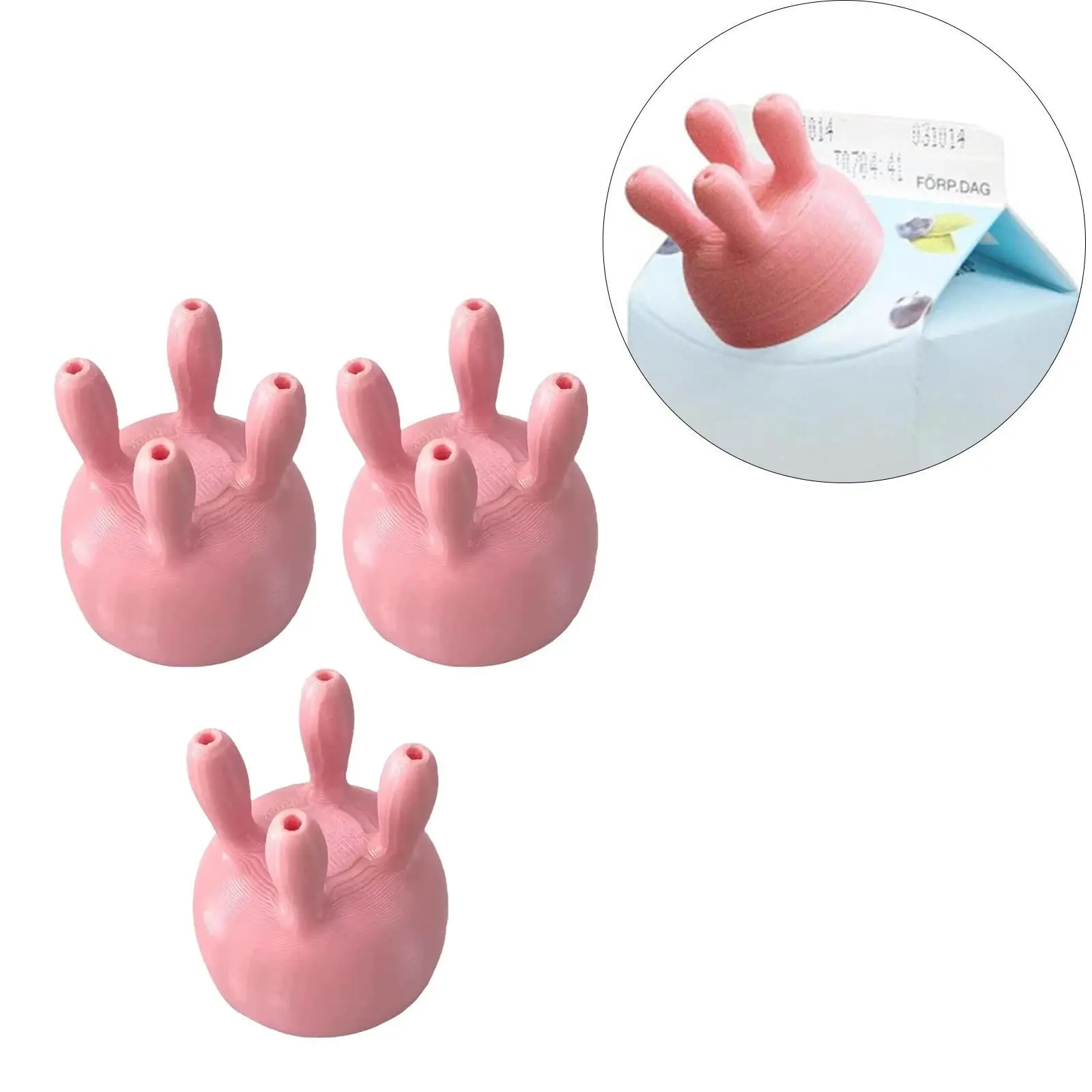 3Pcs Milk Carton Cap Creative Milk Carton Spout Cover Boxed Diverter Jug Lid for Kids Gifts Thanksgiving Holiday Pink