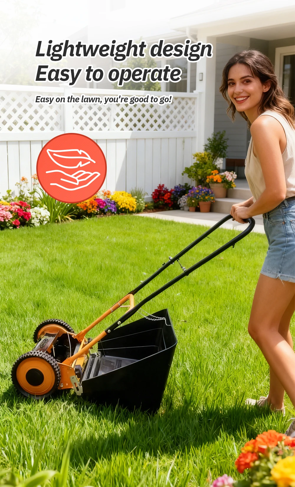 Manual Lawn Mower 14-Inch Grass Trimmer Eco Hand Operated Push Lawn Mower Compac