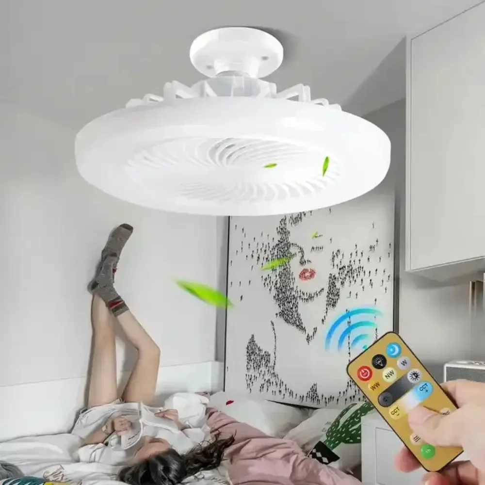 LED Ceiling Fan with Lighting Lamp Remote Control Aromatherapy Fan Lamp Suitable for E27 Converter for Bedroom Living