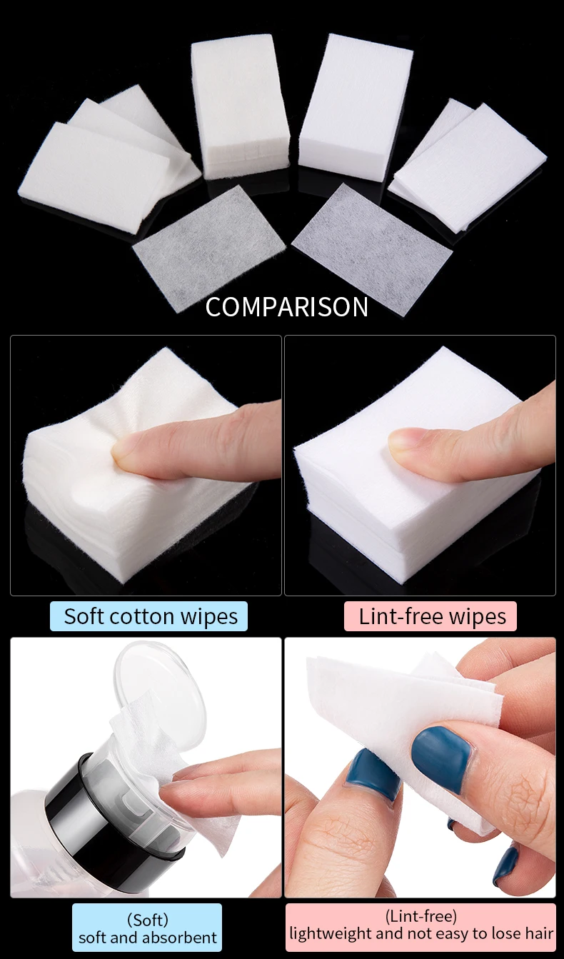 Description Picture 4 of item450pcs Lint-Free Nail Polish Remover Wipes Cotton Wipes Manicure Cleaner UV Gel Nail Polish Removal Pads Papers Cleansing Tools