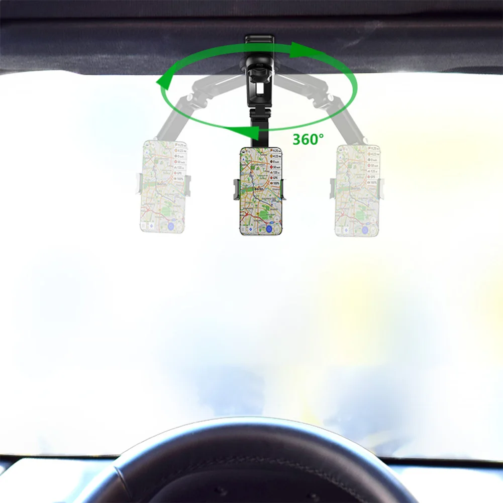 1080 Rotation Car Sun Visor Cell Phone Holder Universal Phone Car Mobile Clips 2