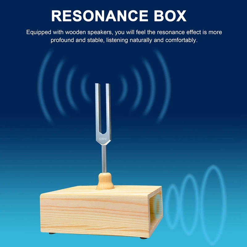 528Hz Tuning Fork With Resonance Box With Resonance Box Wooden Speaker Perfect For SPA Aromatherapy, Teaching