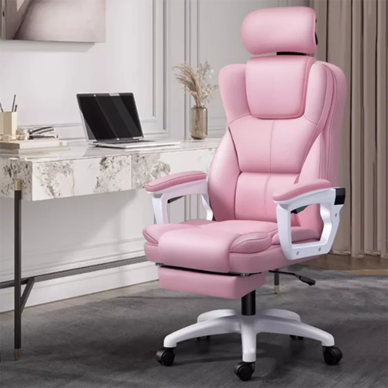 

Mobile Bedroom Gamer Office Chair Computer Pink Floor Leisure Hand Armchairs Wheels Relaxing Chaise De Bureau Office Supplies