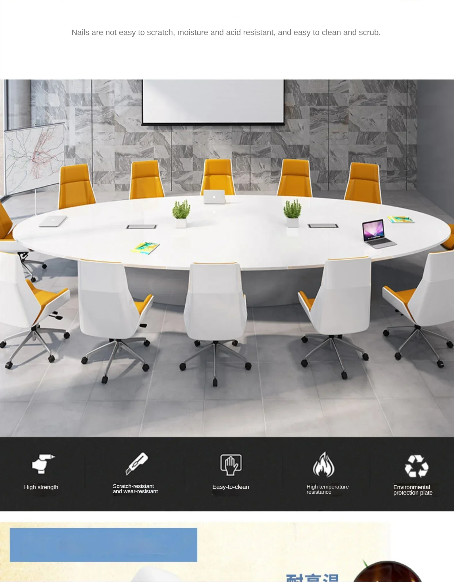 Modern Large conference table white round office desk meeting table 20 seater Office furniture commercial office table chair set
