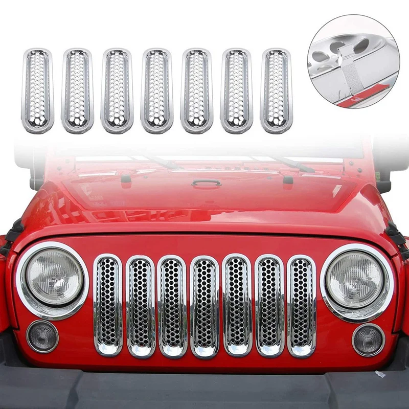 Сетчатые вставки для переднего гриля Зажимная решетка Jeep Wrangler JK JKU Unlimited Rubicon Sahara
