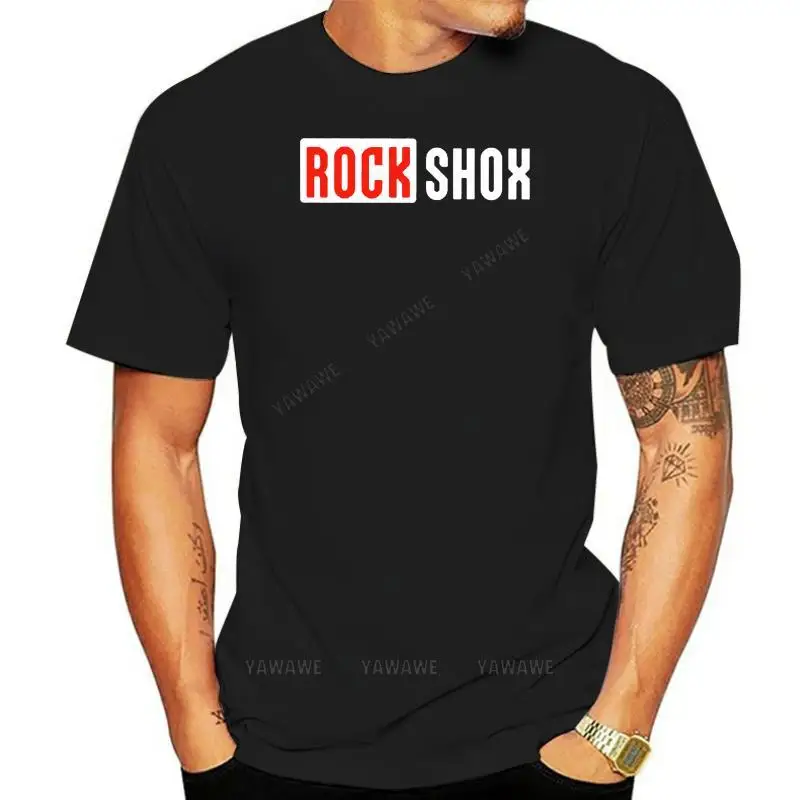 Camiseta negra con logotipo de ROCK SHOX para hombre, ropa informal para bicicleta de montaña, MTB, talla S a 3XL, Camiseta de moda