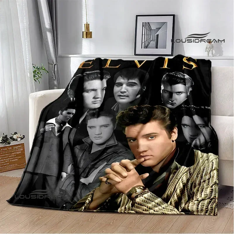 E-Elvis Presley Retro print blanket blankets for beds Picnic blankets Flange blanket Soft and comfortable blanket birthday gift 6