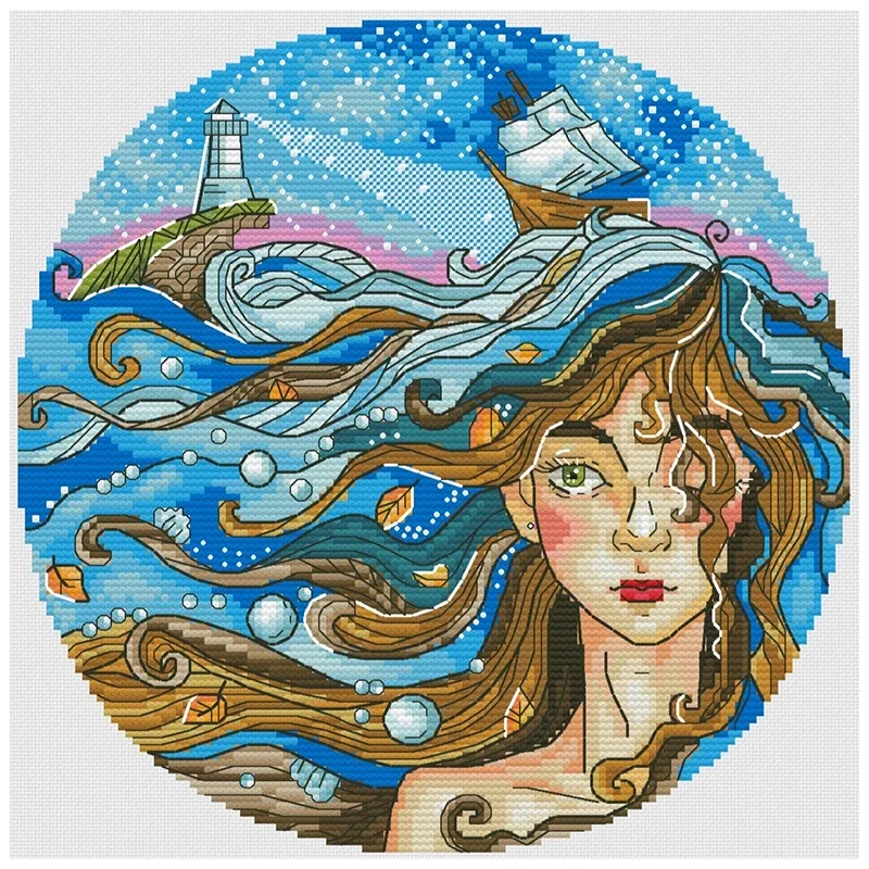

Набор для вышивки «Дочь моря», 11CT 14CT 16CT 18CT