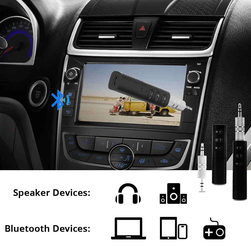 Hoppac RéCepteur Bluetooth 5.0，Aux 3,5mm Jack Audio Adaptateur,Récepteur De Voiture  Bluetooth,Appels Mains Libres, Casque Filaire, Haut-Parleurs De Voiture :  : High-Tech
