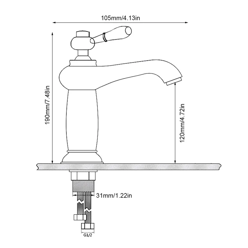 Basin Faucet Luxury Basin Bath Faucet European Retro Single Handle Black Chrome Cold and Hot Water Sink Mixer Tap
