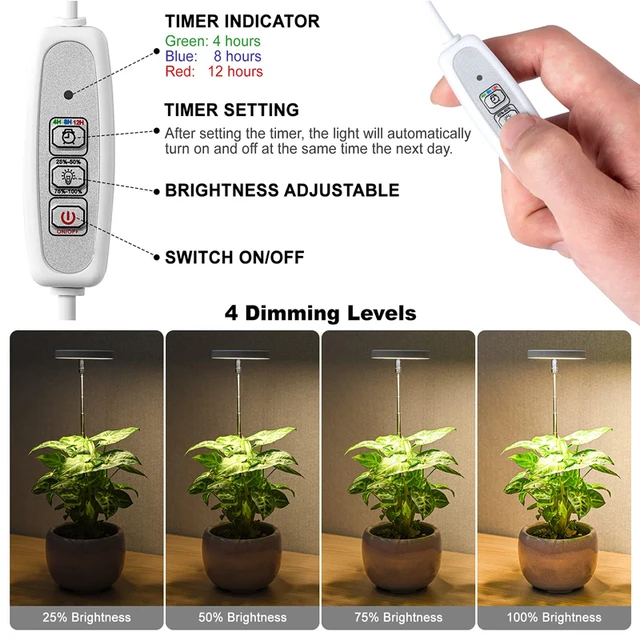 Led Grow Fight Teljes Spektrum Növény Növekedési Lámpa Usb 5V Magasság Állítható Tompítható Termesztési Időzítővel Beltéri Növények Gyógynövényéhez - Image 5