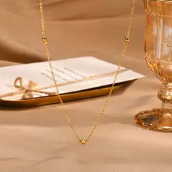 Elegant 18K Gold Plated Minimalist Round Bead Necklace (NC - 1790G)