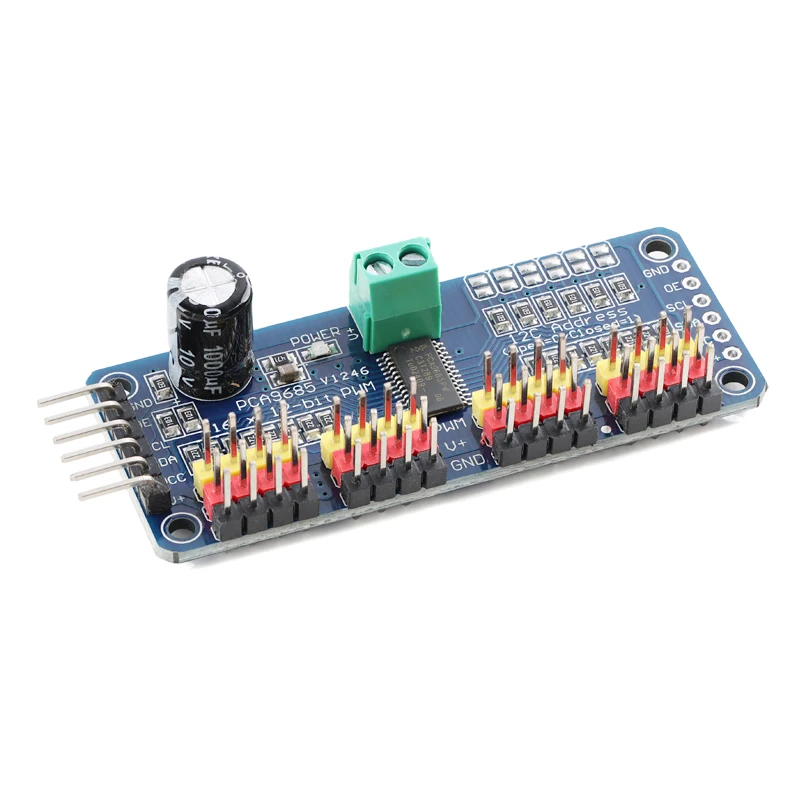 16채널 12비트 PWM 서보 드라이버 - I2C 인터페이스 - 아두이노 라즈베리 파이 DIY 서보 쉴드 모듈용 PCA9685 서보 쉴드