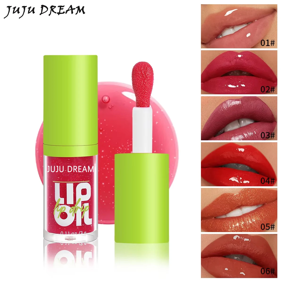 Lip Gloss Waterproof Long-term Moisturizing Non-stick Cup Non-fading Liquid Green Packaging Cosmetics