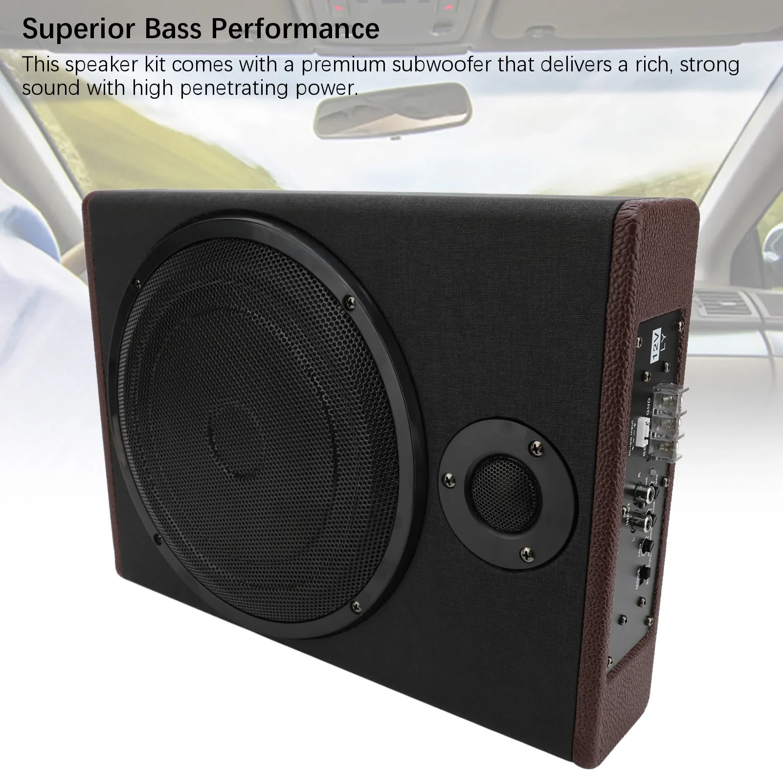 סאבוופר לרכב מופעל תחת המושב בגודל 10 אינץ', רמקול תחת המושב לרכב, עמידות גבוהה, דק ועוצמתי במיוחד לרכב