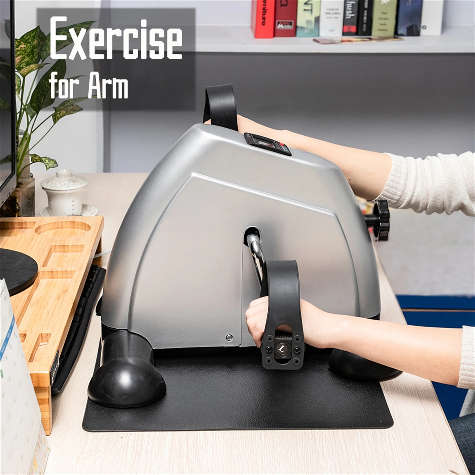Mini Exercise Bike Static Bike Under Desk Pedal Exerciser Adjustable Magnetic Resistance Arm Leg Trainer LCD Display Home Gym
