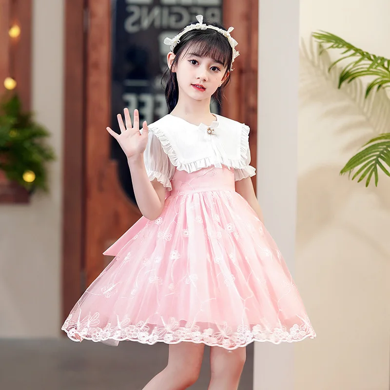 

Girls Casual Pink Short Sleeve Dresses Summer Beach Dresses Kid Toddler Baby Clothes