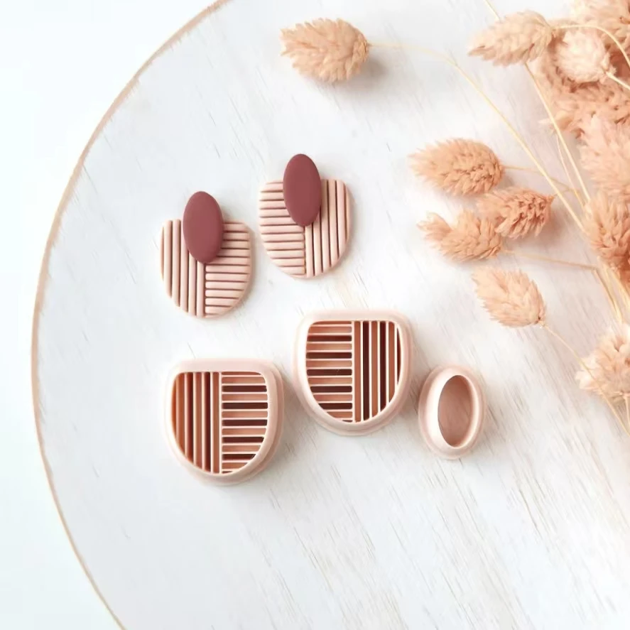 Polymer clay shape cutter mirrored set abstract modern earring moulds 3D printed mould clay jewellery supplies polymer clay cutter