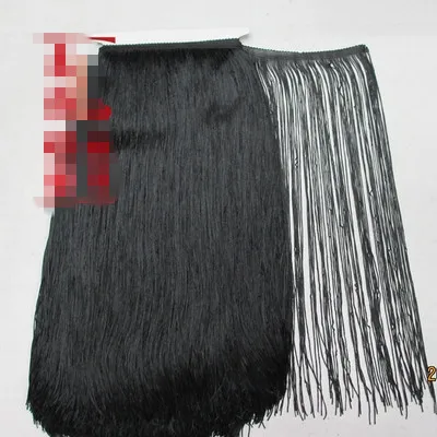 5 Yard/Lot 100CM black Long Polyester Lace Tassel Fringe Lace Trim Ribbon Sew Latin Dress Stage Garment Curtain DIY Accessories