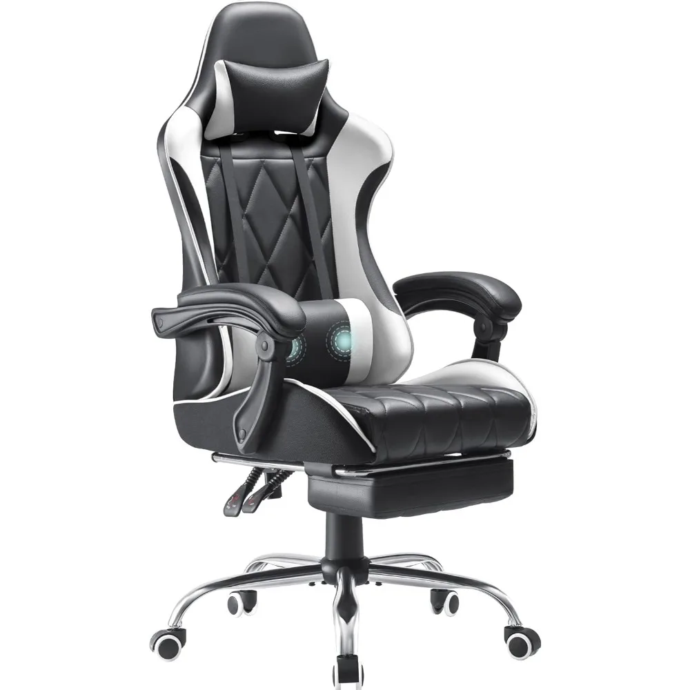 Homall Gaming Chair, Computer Chair with Footrest and Massage Lumbar Support, Ergonomic High Back Video Game Chair with Swivel usb hdmi audio video capture card device type c game capture hd 4k 30hz live stream game capture for win8 windows 10 mac linux