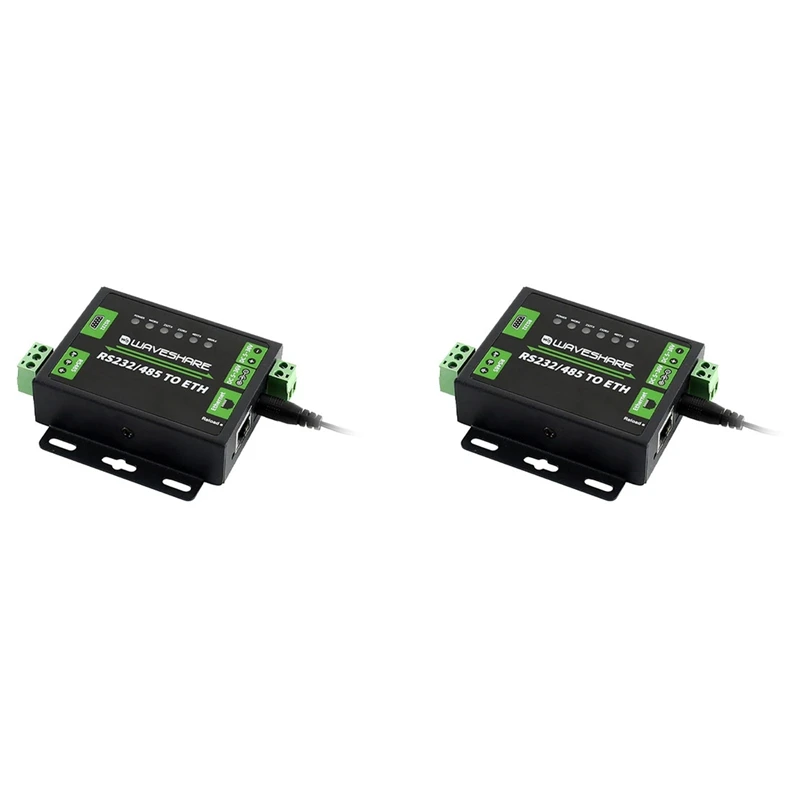 

2X Waveshare RS232/RS485 To Network Port Module Dual Serial Port ETH RJ45 Industrial Grade Two-Way Transmission US Plug
