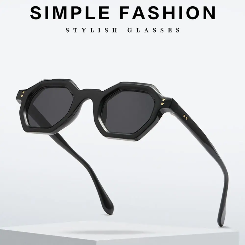 Vintage Polygon Square Women's Sunglasses Fashion Small Hexagon Shades UV400 Rivets Sun Glasses Trending Outdoor Sports Eyewear