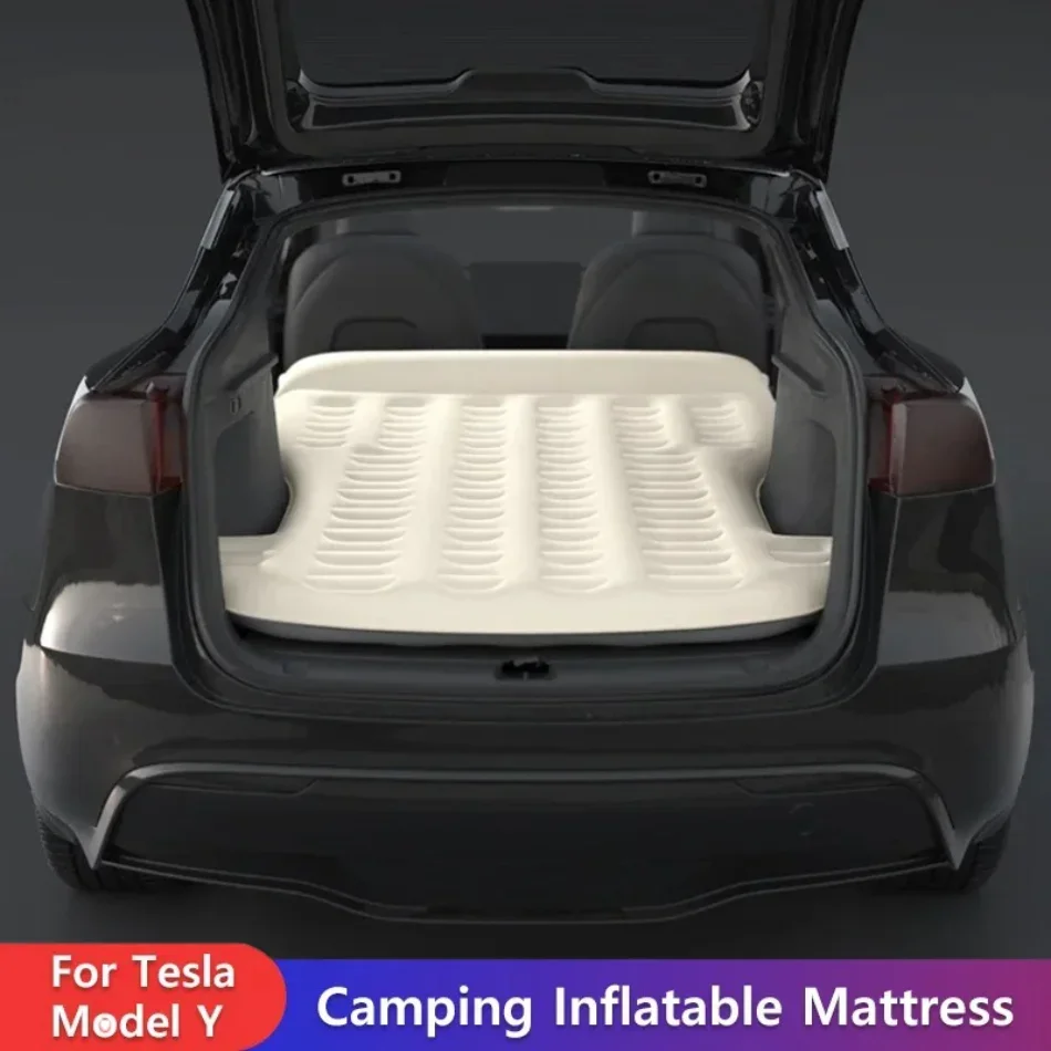 Car Trunk Inflatable Mattress for Tesla Model Y -, Flocked Surface with Air Pump Outdoor Travel Portable Sleeping Pad