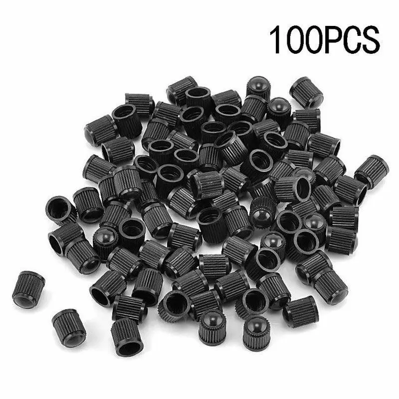 

100pcs Car Tire Valve Cap Black Plastic Tire Rim Dry Air Valve Cover Tire Cover Car Truck Bicycle For Cars, Trucks, Bicycles And